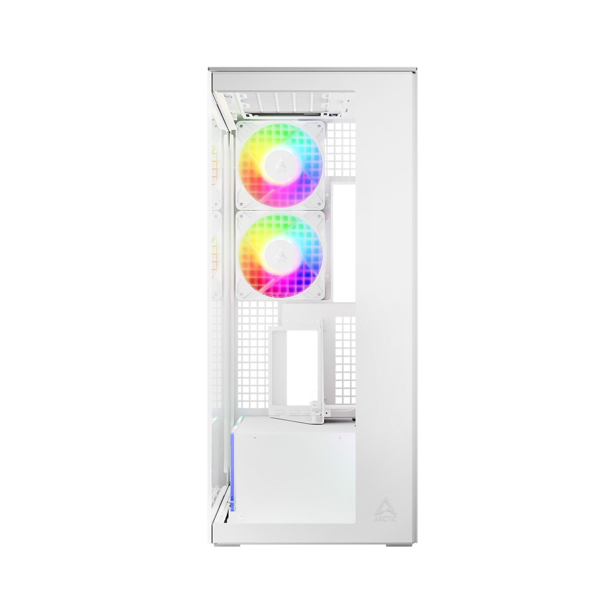 Кутия Arctic Xtender VG White Mid-Tower ATX Case 5 x A-RGB Fans PCIe Gen 4 riser included - ACPCC00017A