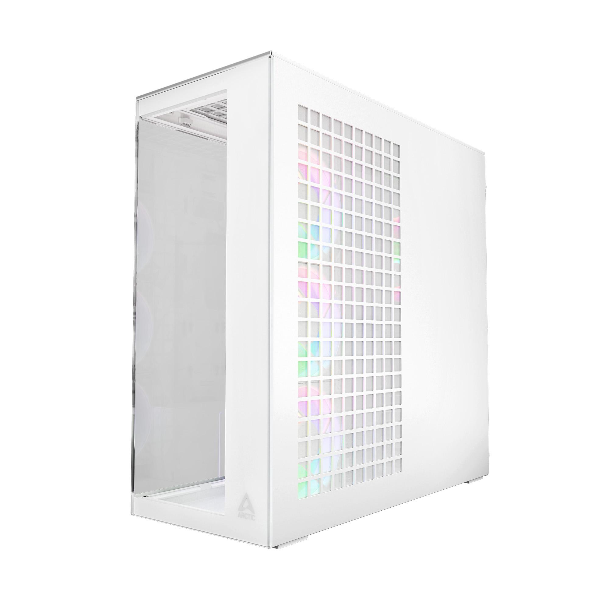 Кутия Arctic Xtender VG White Mid-Tower ATX Case 5 x A-RGB Fans PCIe Gen 4 riser included - ACPCC00017A