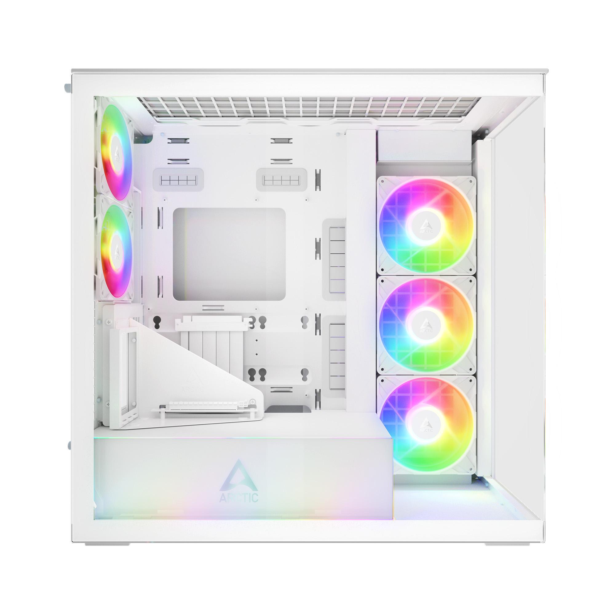 Кутия Arctic Xtender VG White Mid-Tower ATX Case 5 x A-RGB Fans PCIe Gen 4 riser included - ACPCC00017A