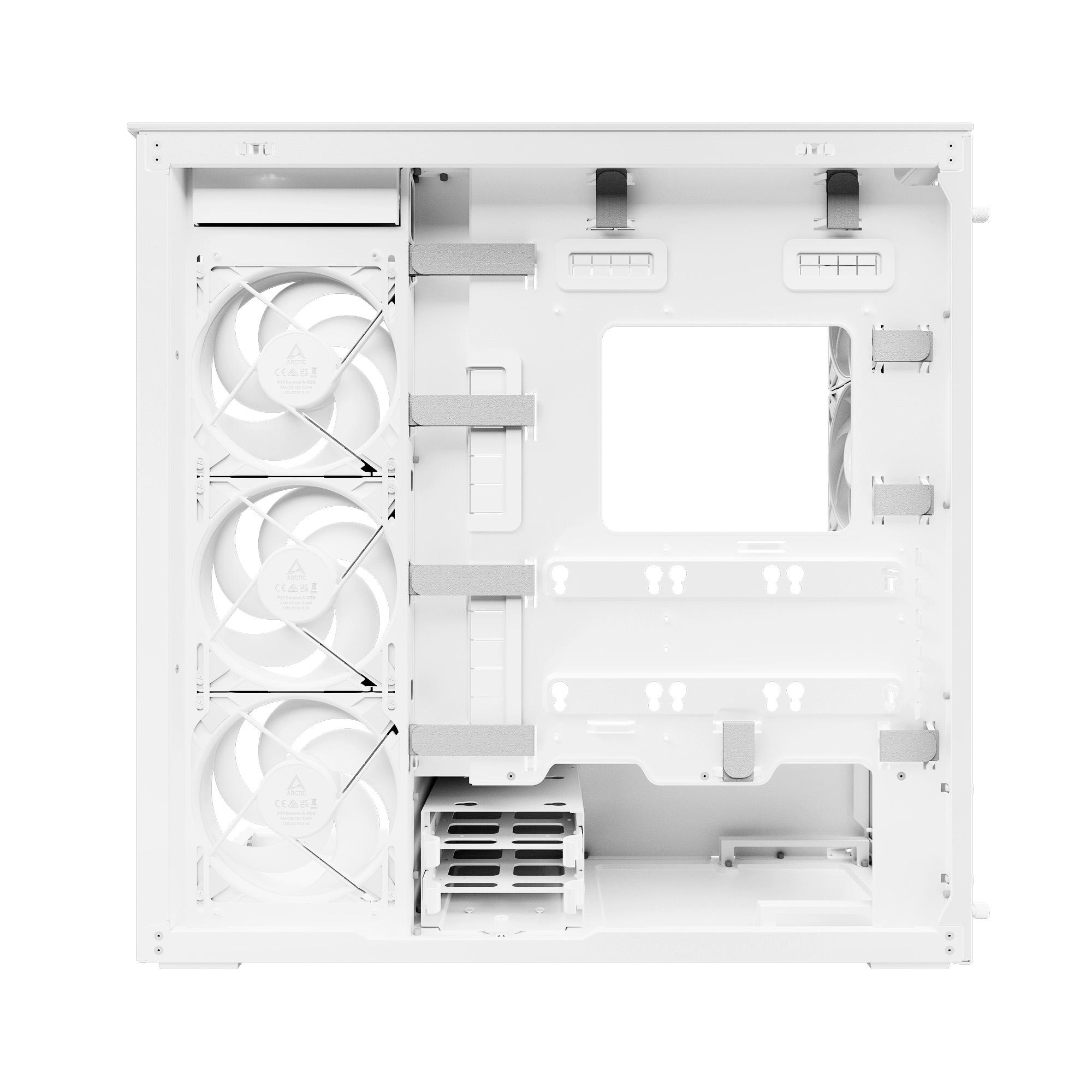 Кутия Arctic Xtender VG White Mid-Tower ATX Case 5 x A-RGB Fans PCIe Gen 4 riser included - ACPCC00017A