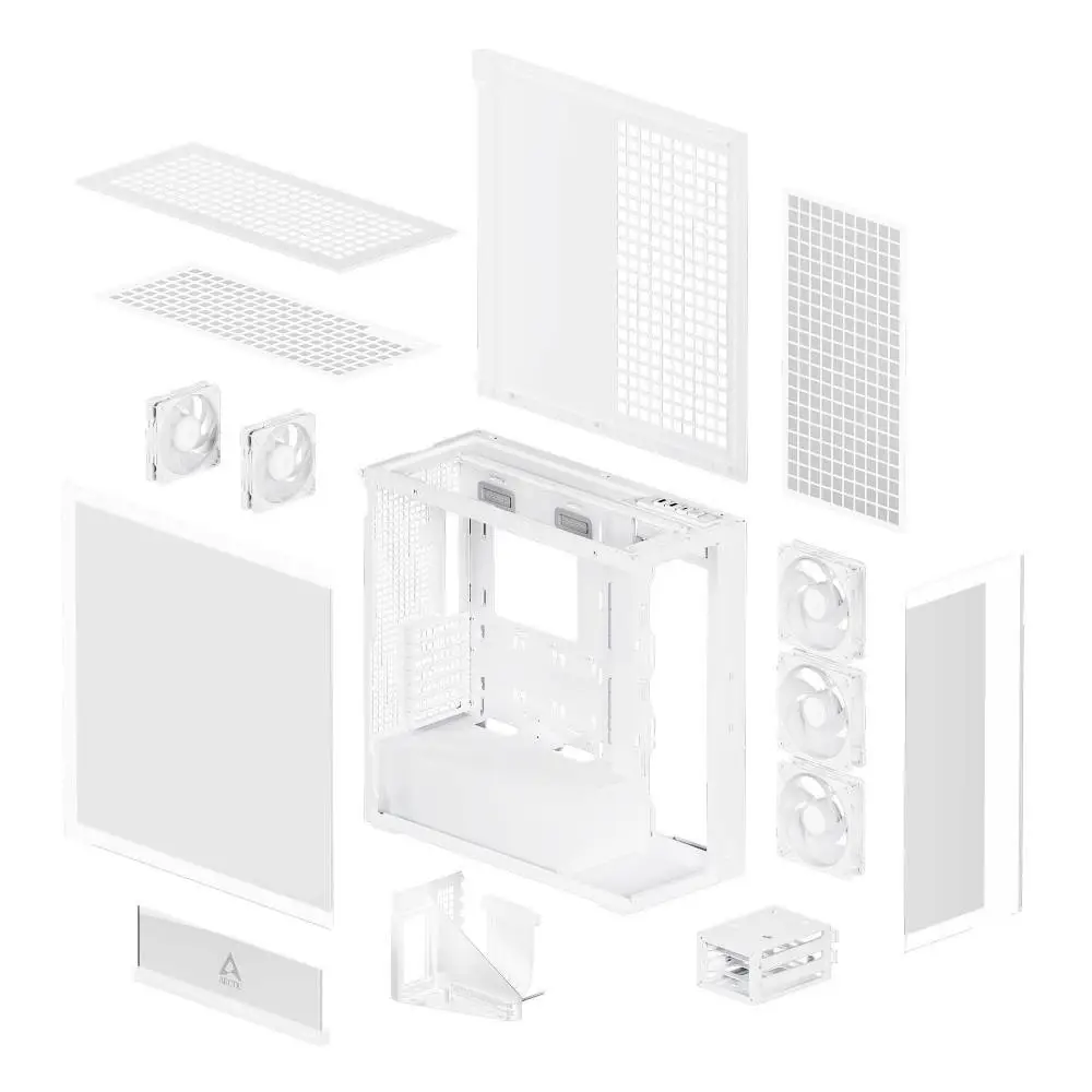 Кутия Arctic Xtender VG White Mid-Tower ATX Case 5 x A-RGB Fans PCIe Gen 4 riser included - ACPCC00017A