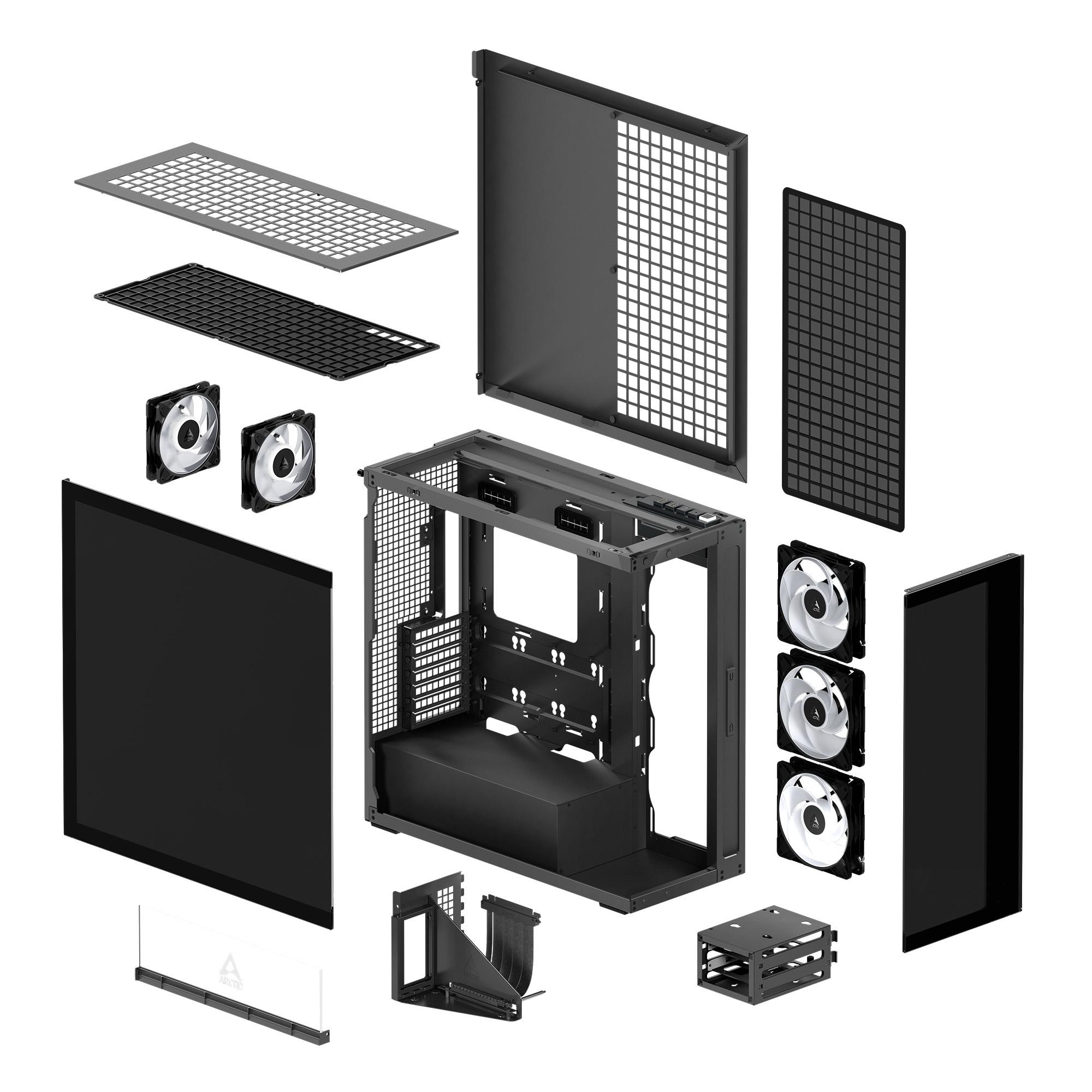 Кутия Arctic Xtender VG Mirror Black Mid-Tower ATX Case - ACPCC00019A