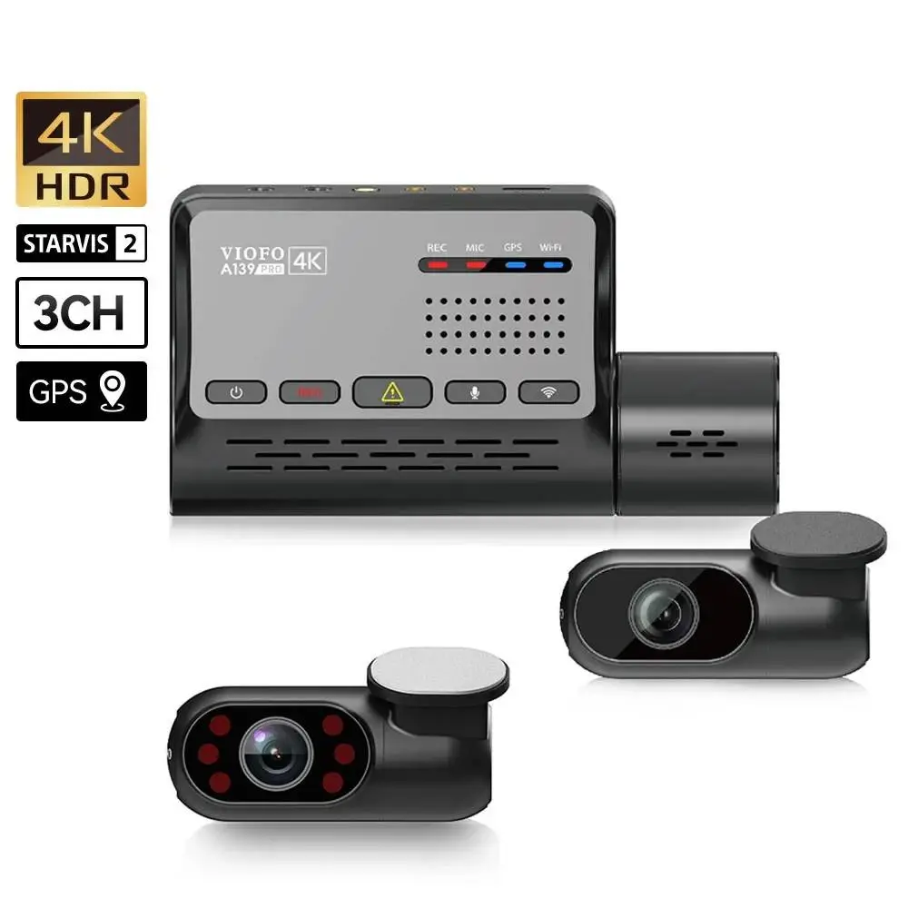 VIOFO Видеорегистратор Dash Cam A139 PRO 3 Channel - 4K UHD, Sony STARVIS 2, GPS