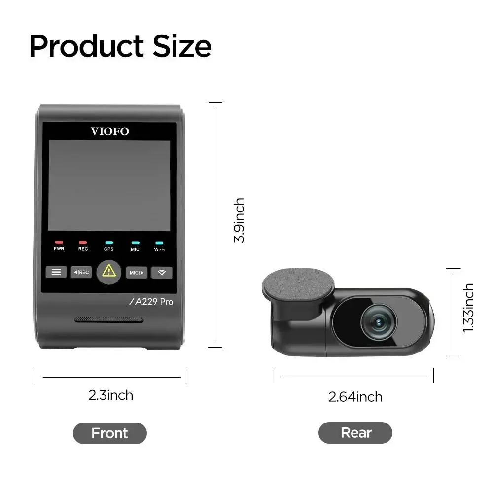 VIOFO Caméra de tableau de bord A229 Pro 2 Canaux - 4K, HDR, Dual Sony STARVIS 2, GPS, Bluetooth