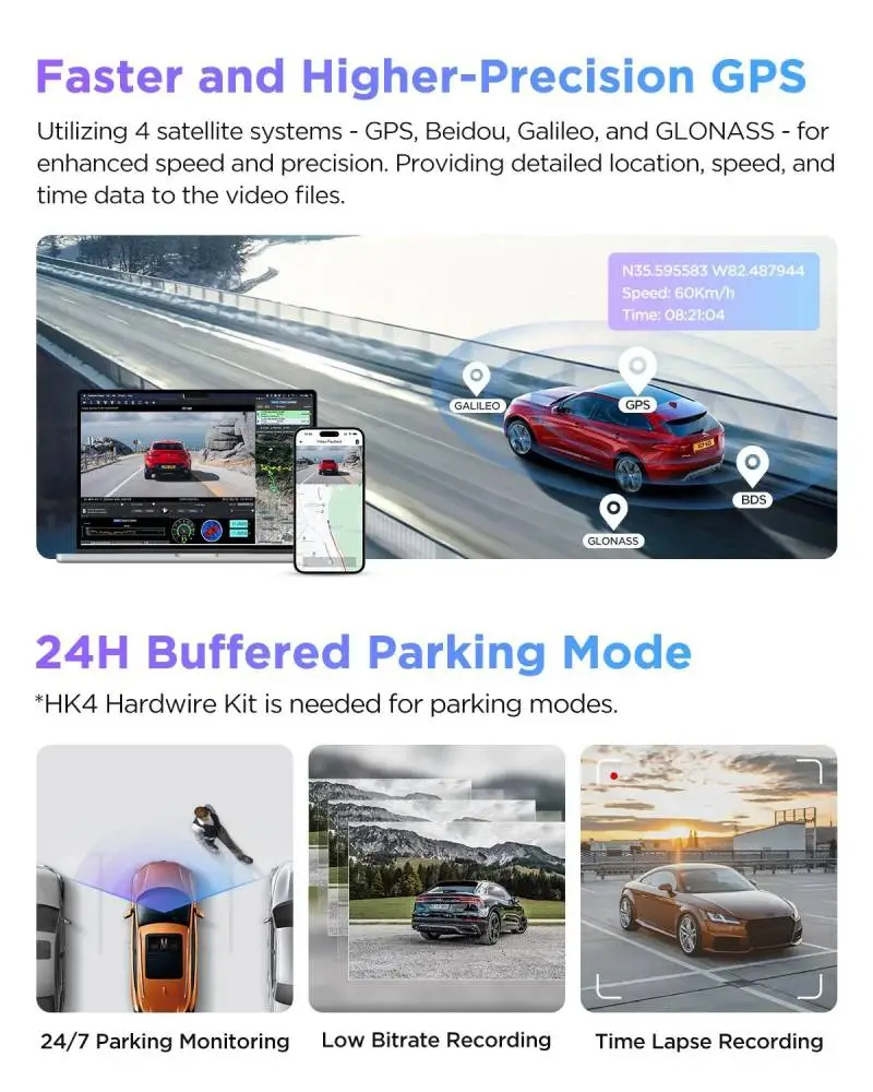 VIOFO Caméra de tableau de bord A229 Pro 2 Canaux - 4K, HDR, Dual Sony STARVIS 2, GPS, Bluetooth