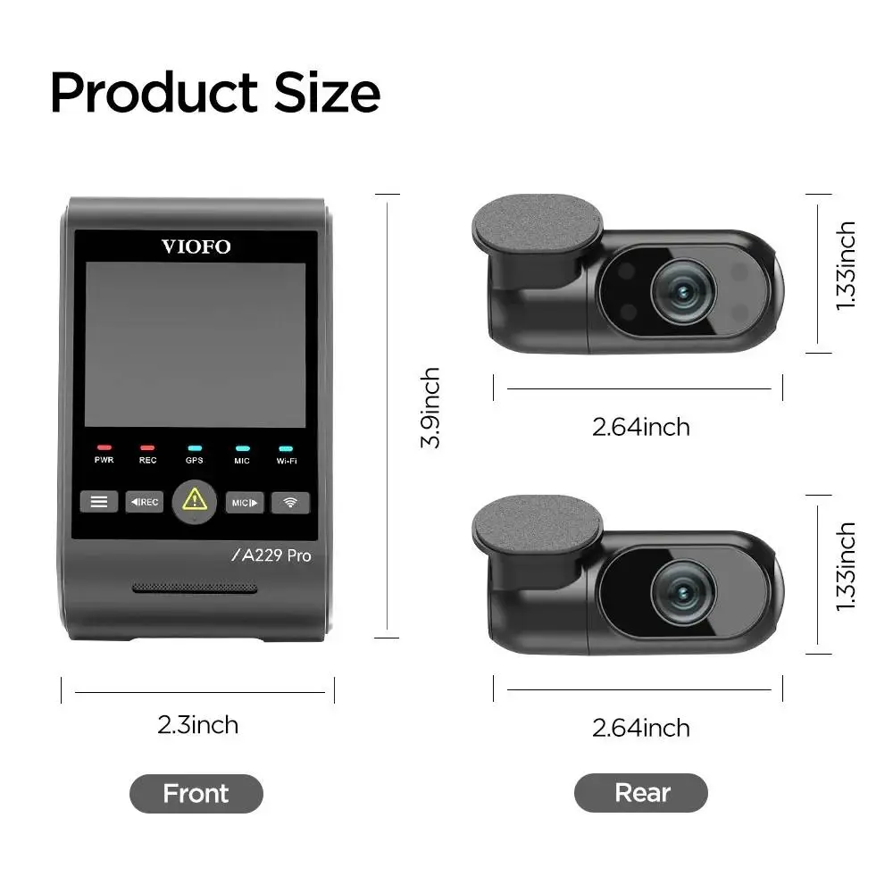 VIOFO Видеорегистратор Dash Cam A229 Pro 3 Channel - 4K, HDR, Dual Sony STARVIS 2, GPS, Bluetooth