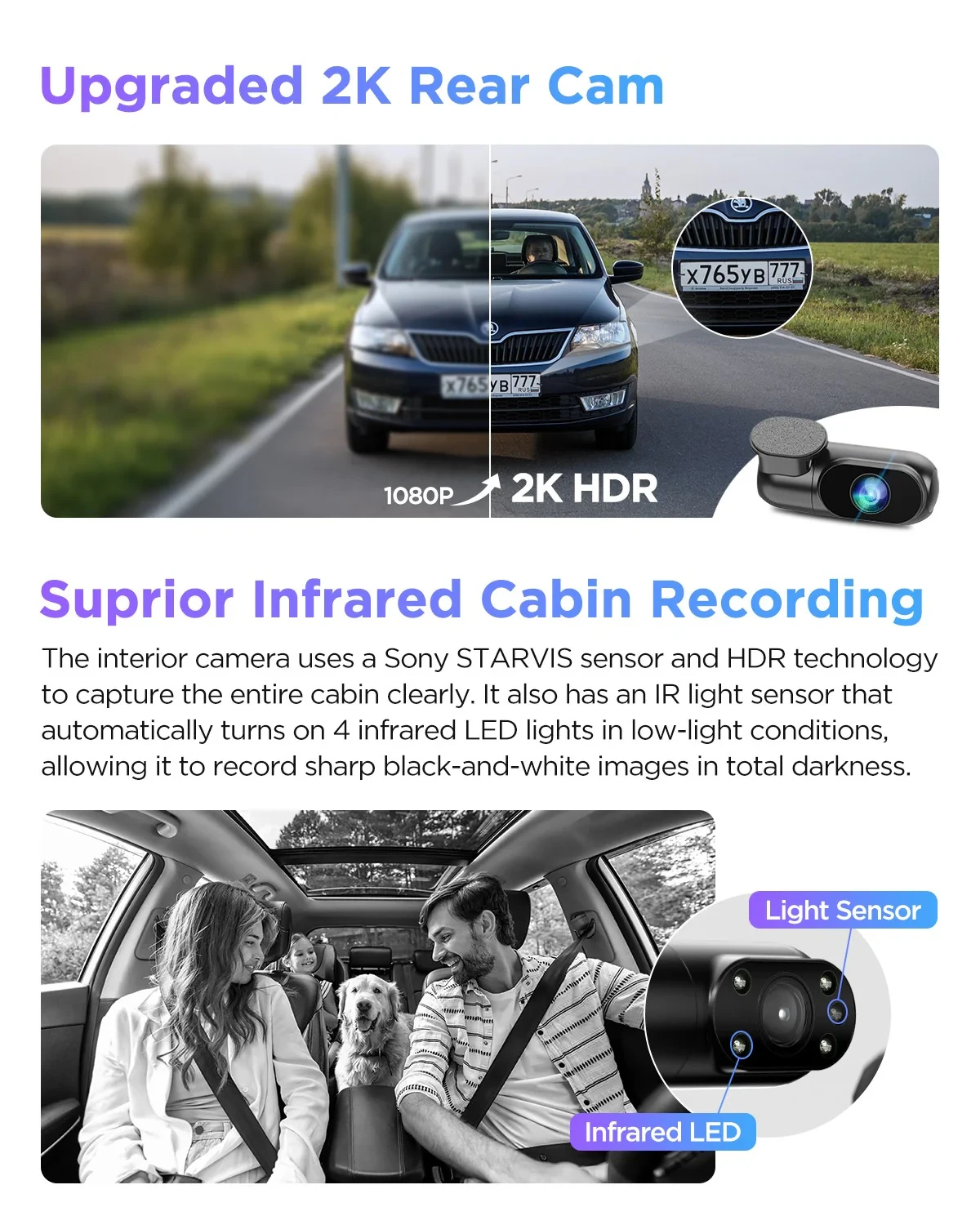 VIOFO Видеорегистратор Dash Cam A229 Pro 3 Channel - 4K, HDR, Dual Sony STARVIS 2, GPS, Bluetooth