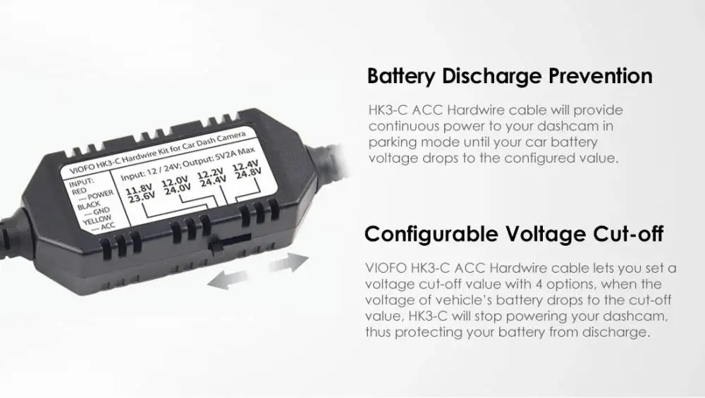 VIOFO Монтажен комплект Hardwire Kit - HK3 Type-C - Low Voltage Battery Protection