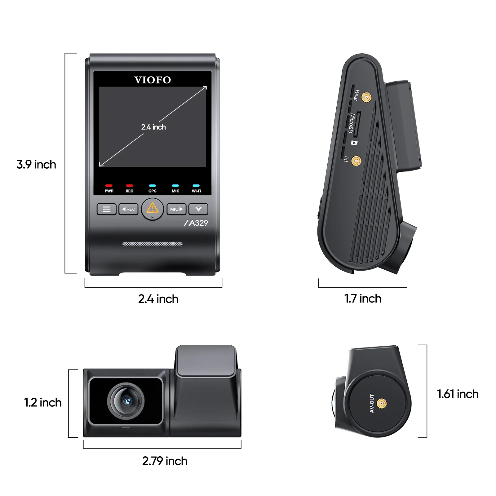 VIOFO Видеорегистратор Dash Cam A329S 2 Channel - 4K, HDR, Dual Sony STARVIS 2, GPS, Bluetooth, Wi-Fi 6