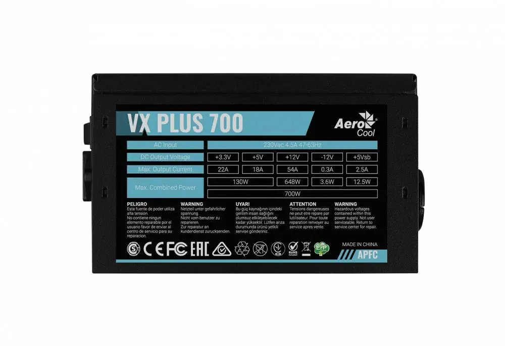 Захранване AeroCool VX PLUS STEALTH 700W A-PFC PSU - ACPN-VS70AEY.12