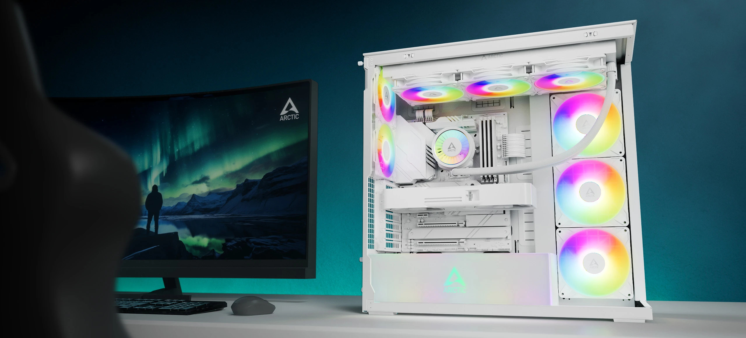 Кутия Arctic Xtender White Case E-ATX 5 x A-RGB Fans included - ACPCC00014A 