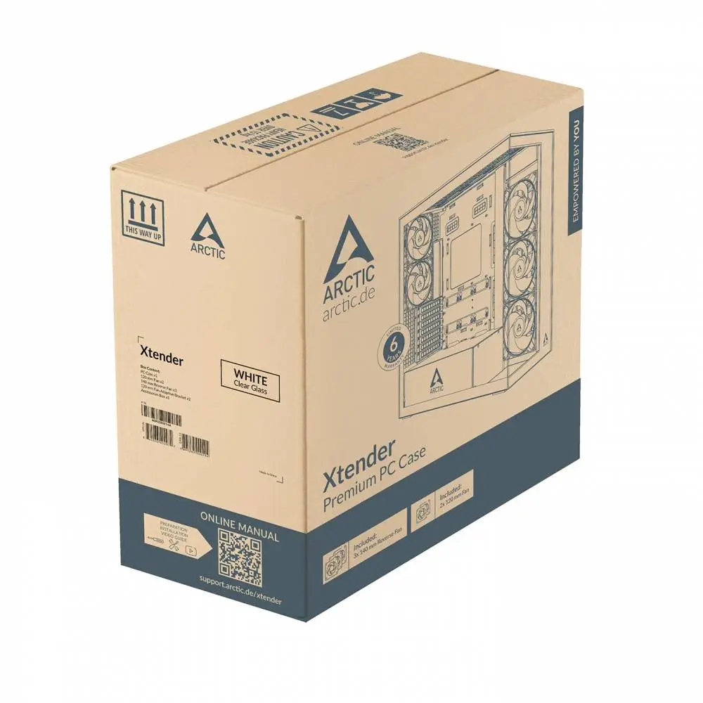 Кутия Arctic Xtender White Case E-ATX 5 x A-RGB Fans included - ACPCC00014A 