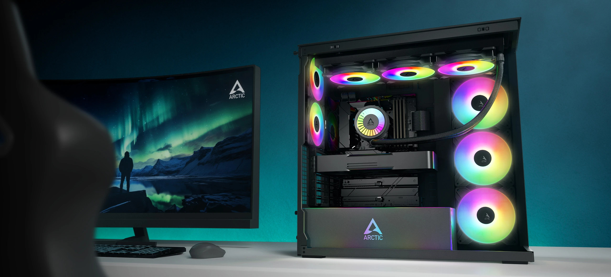 Кутия Arctic Xtender Mirror Black Case E-ATX 5 A-RGB Fans included