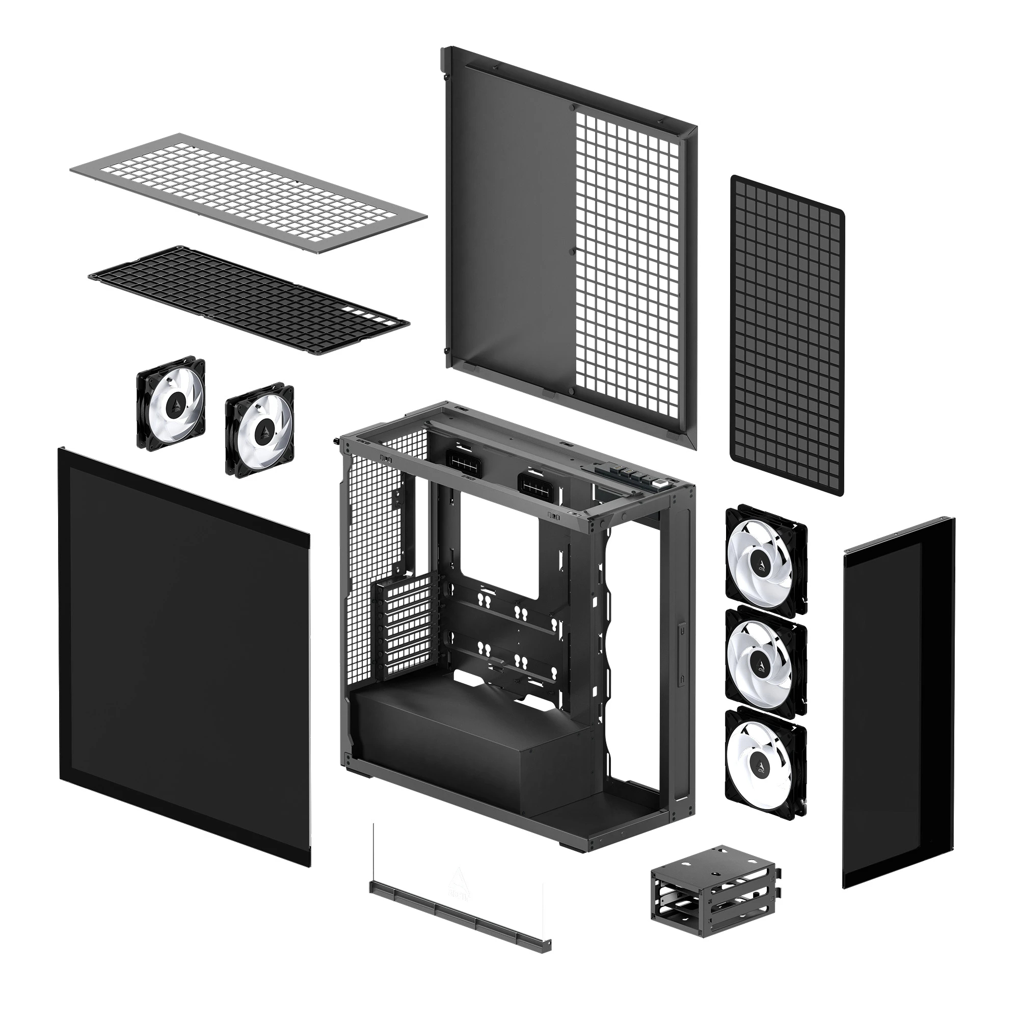 Кутия Arctic Xtender Mirror Black Case E-ATX 5 A-RGB Fans included