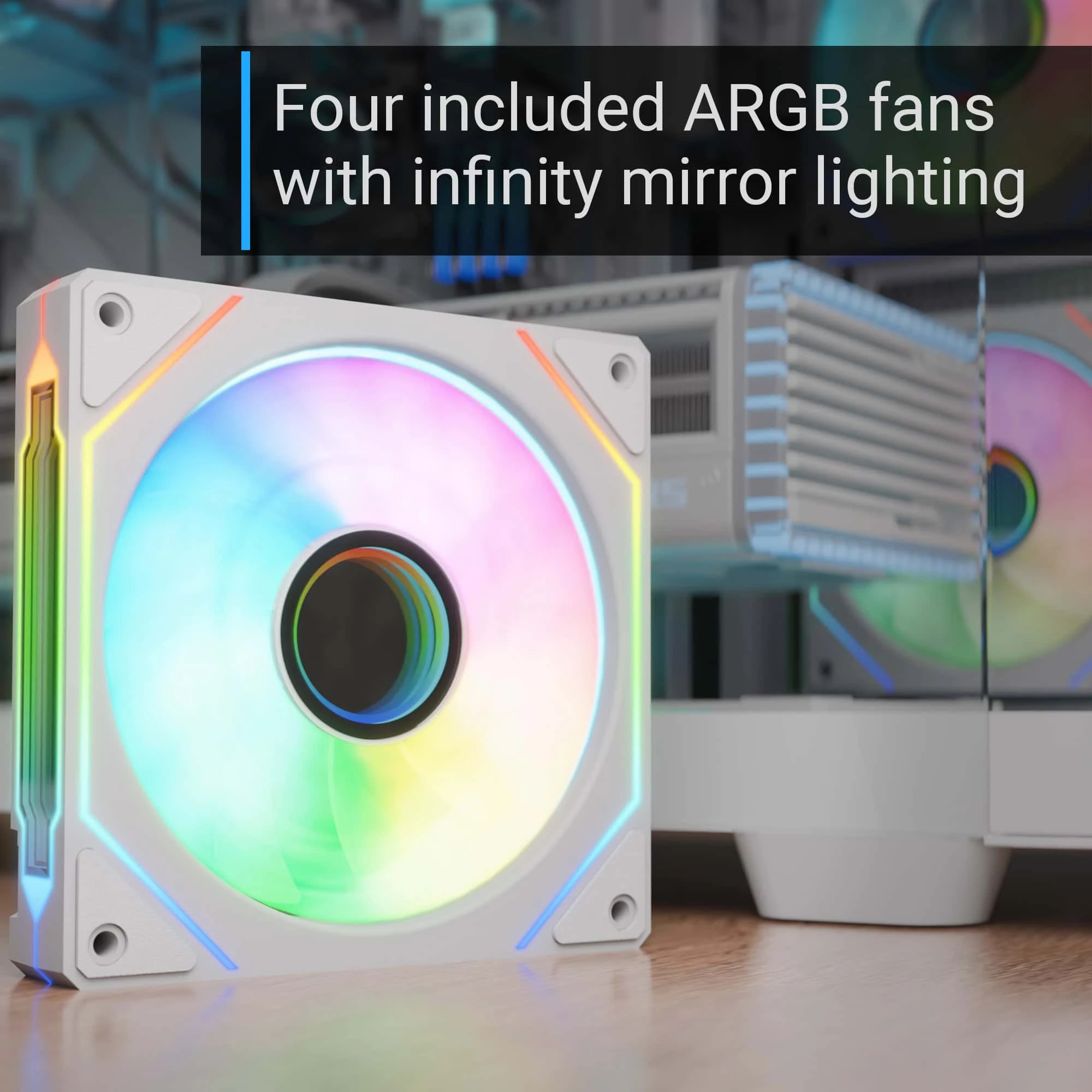 Кутия AeroCool P500C-G-WT-v1 Case ATX 4 x 120 mm Infinity Mirror A-RGB