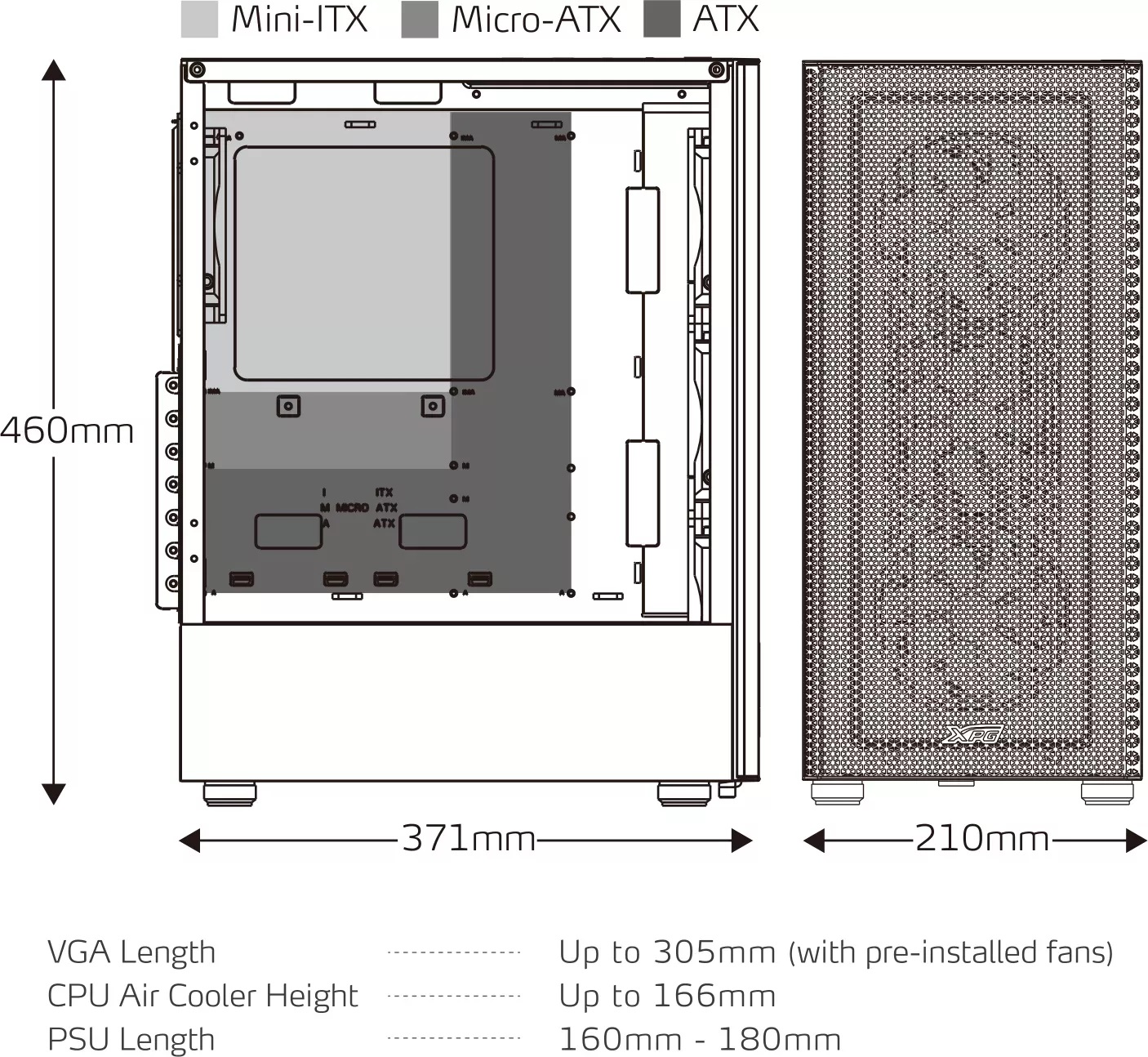 Кутия Adata XPG VALOR MESH Black 650W PSU