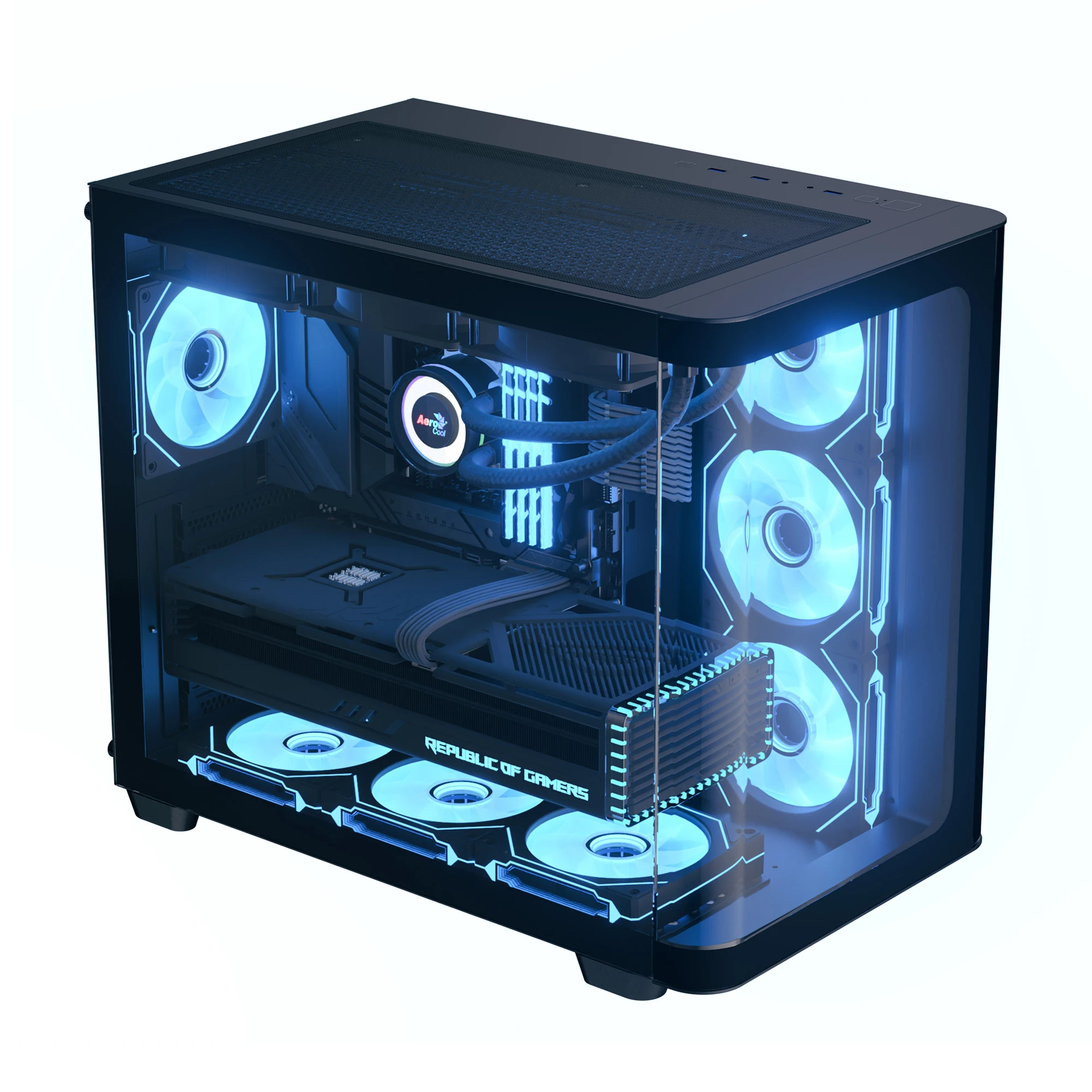 Кутия AeroCool P500C-G-BK-v1 Case ATX 4 x 120 mm Infinity Mirror A-RGB
