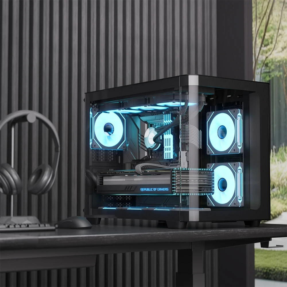 Кутия AeroCool P300C-G-BK-v1 Case mATX 3 x 120 mm Infinity Mirror A-RGB