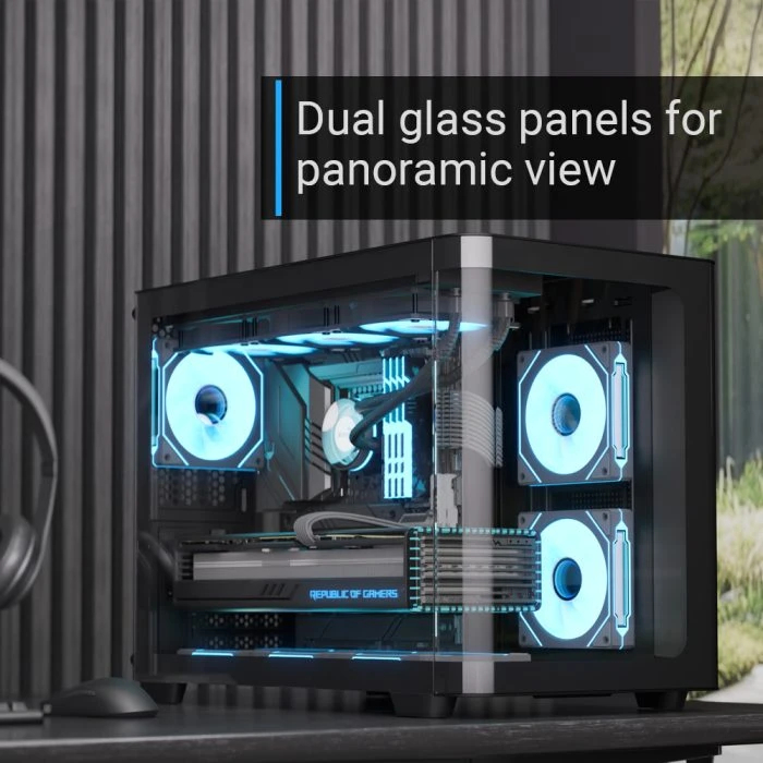 Кутия AeroCool P300C-G-BK-v1 Case mATX 3 x 120 mm Infinity Mirror A-RGB