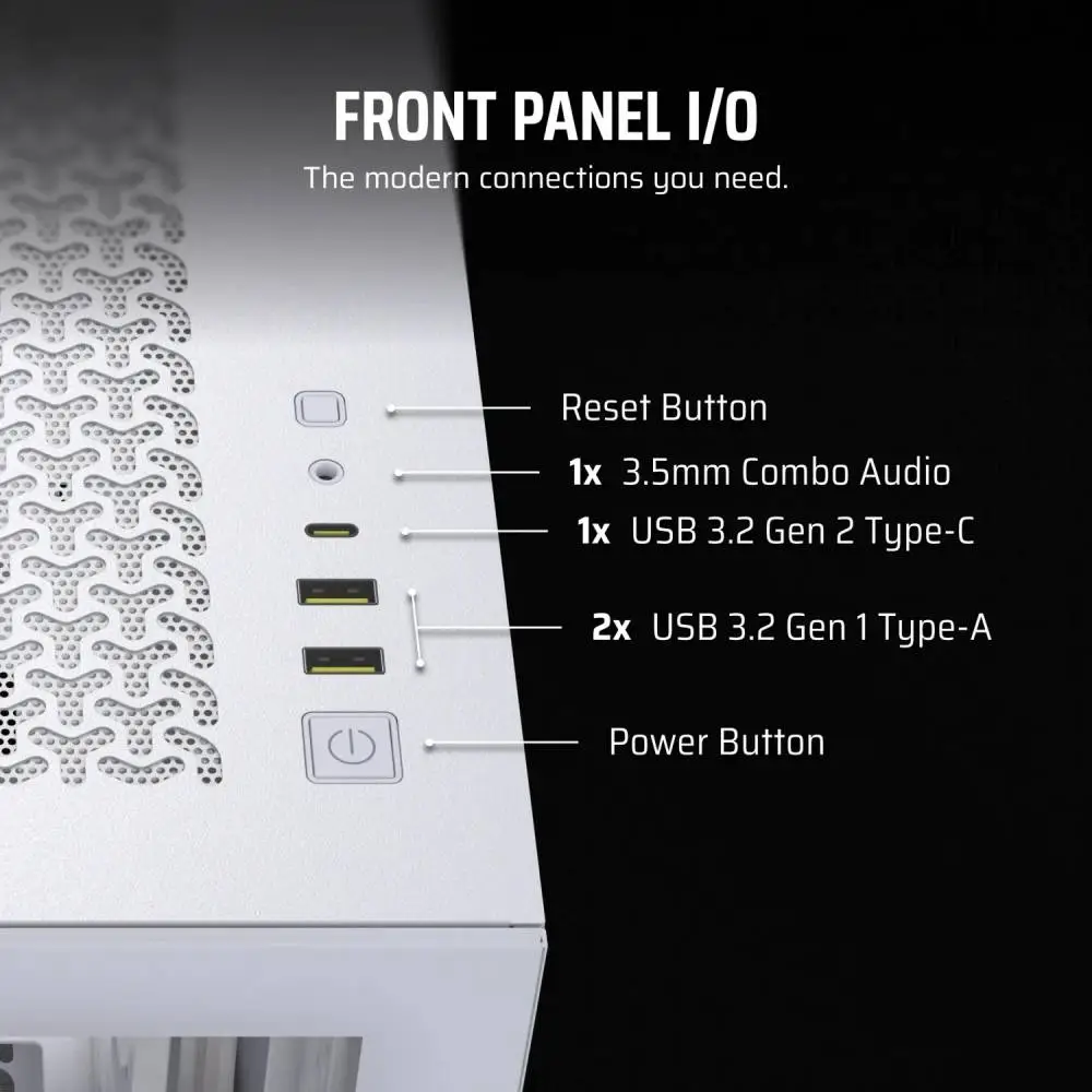 Кутия Corsair 3500X Tempered Glass Mid-Tower White - CC-9011277-WW