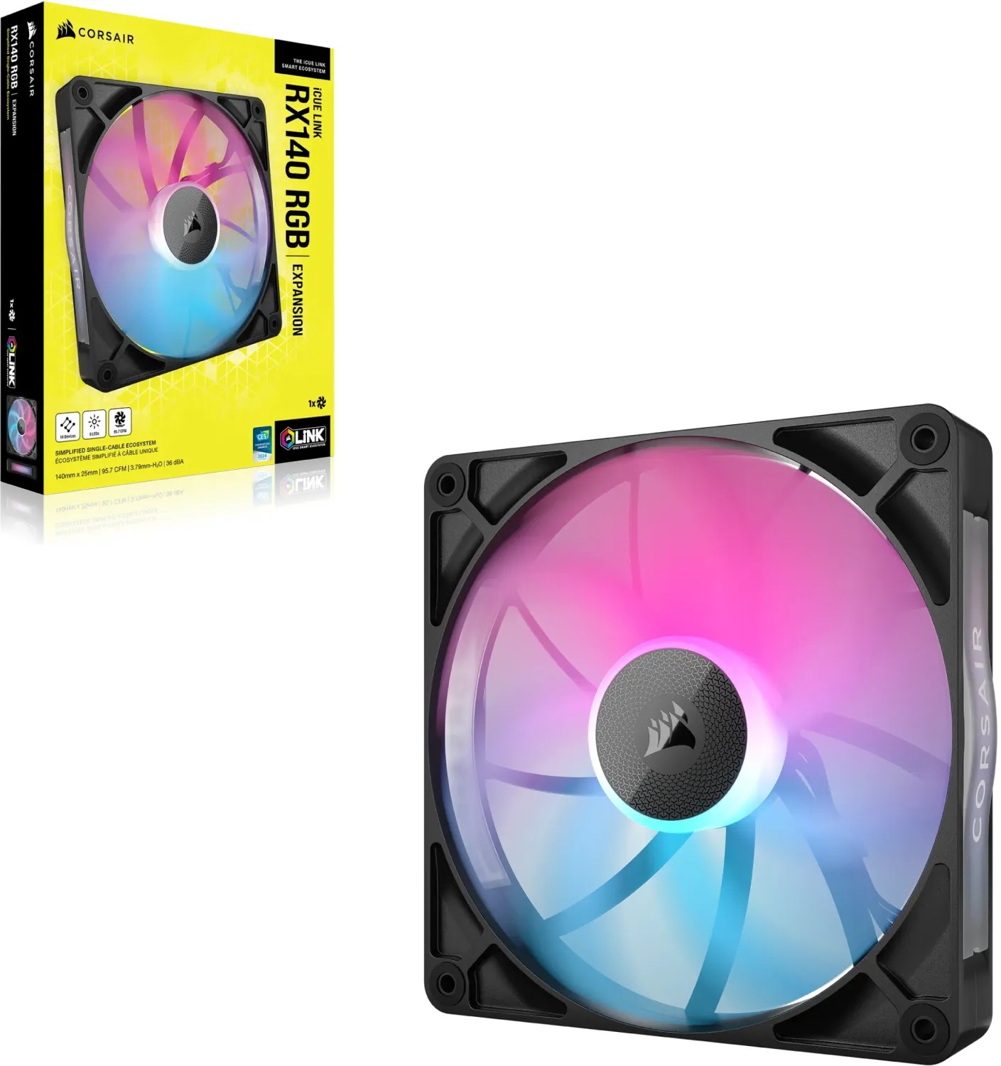 Вентилатор Corsair iCUE LINK RX140 RGB 140mm PWM Single Fan Expansion - CO-9051019-WW