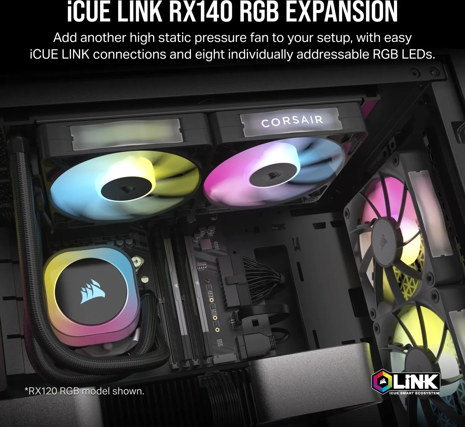 Вентилатор Corsair iCUE LINK RX140 RGB 140mm PWM Single Fan Expansion - CO-9051019-WW