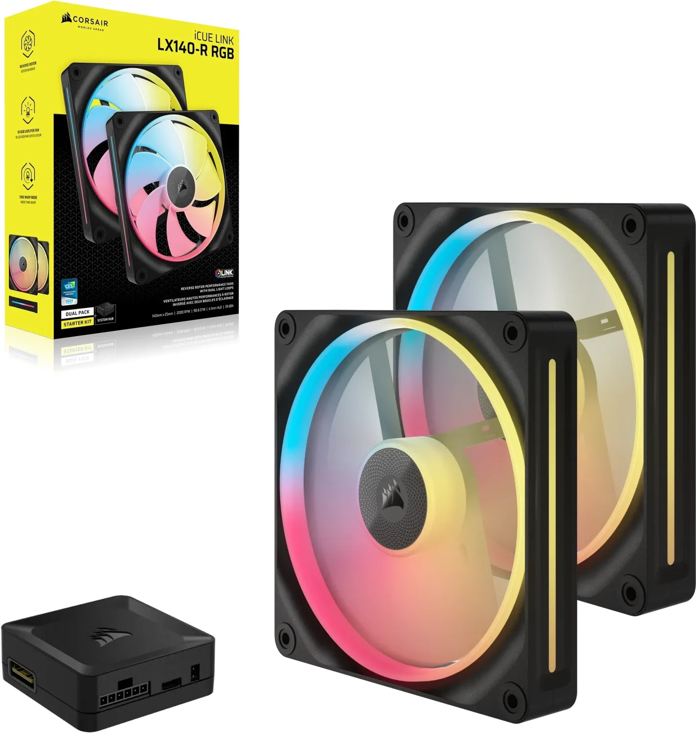 Вентилатори Corsair iCUE LINK LX140-R RGB 140mm PWM Reverse Fans Starter Kit - CO-9051052-WW