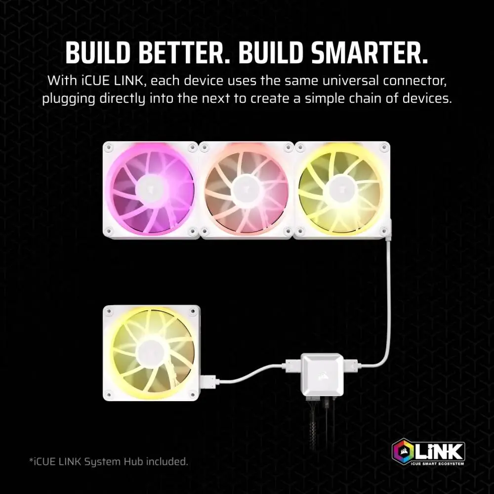 Вентилатор Corsair iCUE LINK LX140 RGB 140mm PWM Single Fan Expansion White - CO-9051031-WW