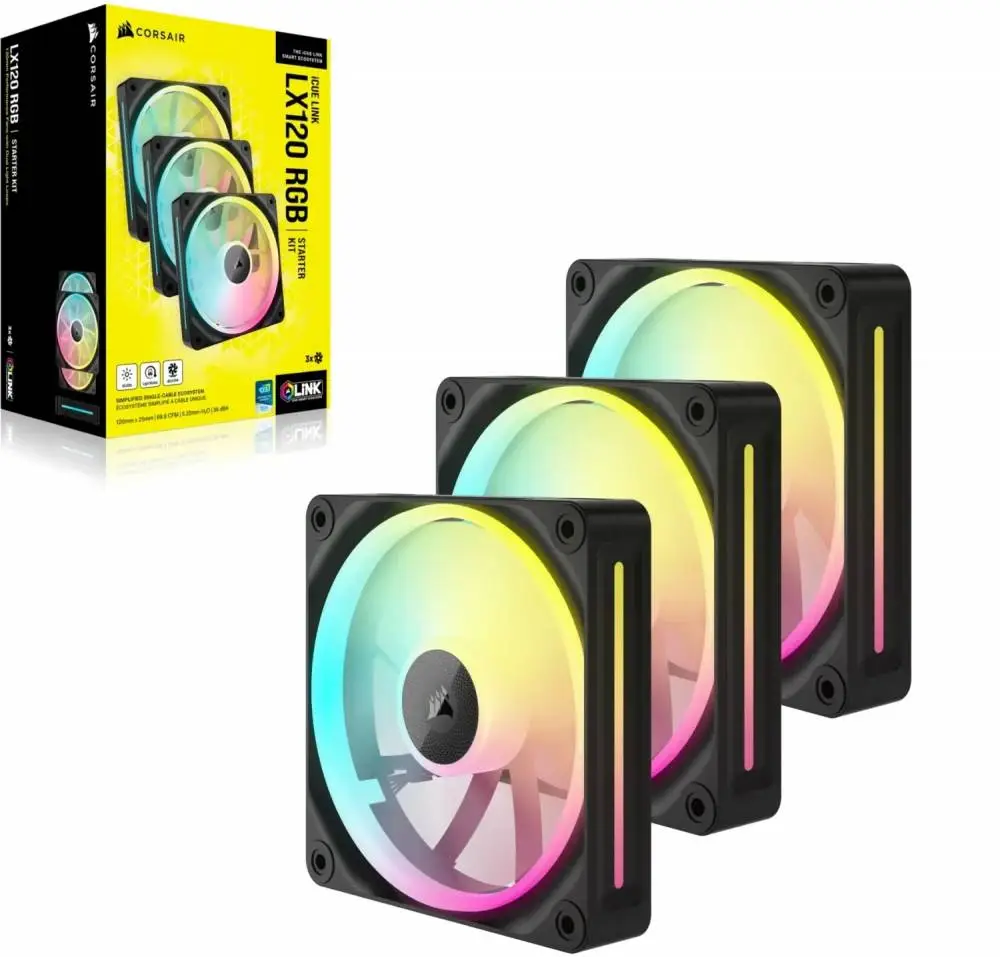 Вентилатори Corsair iCUE LINK LX120 RGB 120mm PWM Fans Starter Kit - CO-9051026-WW