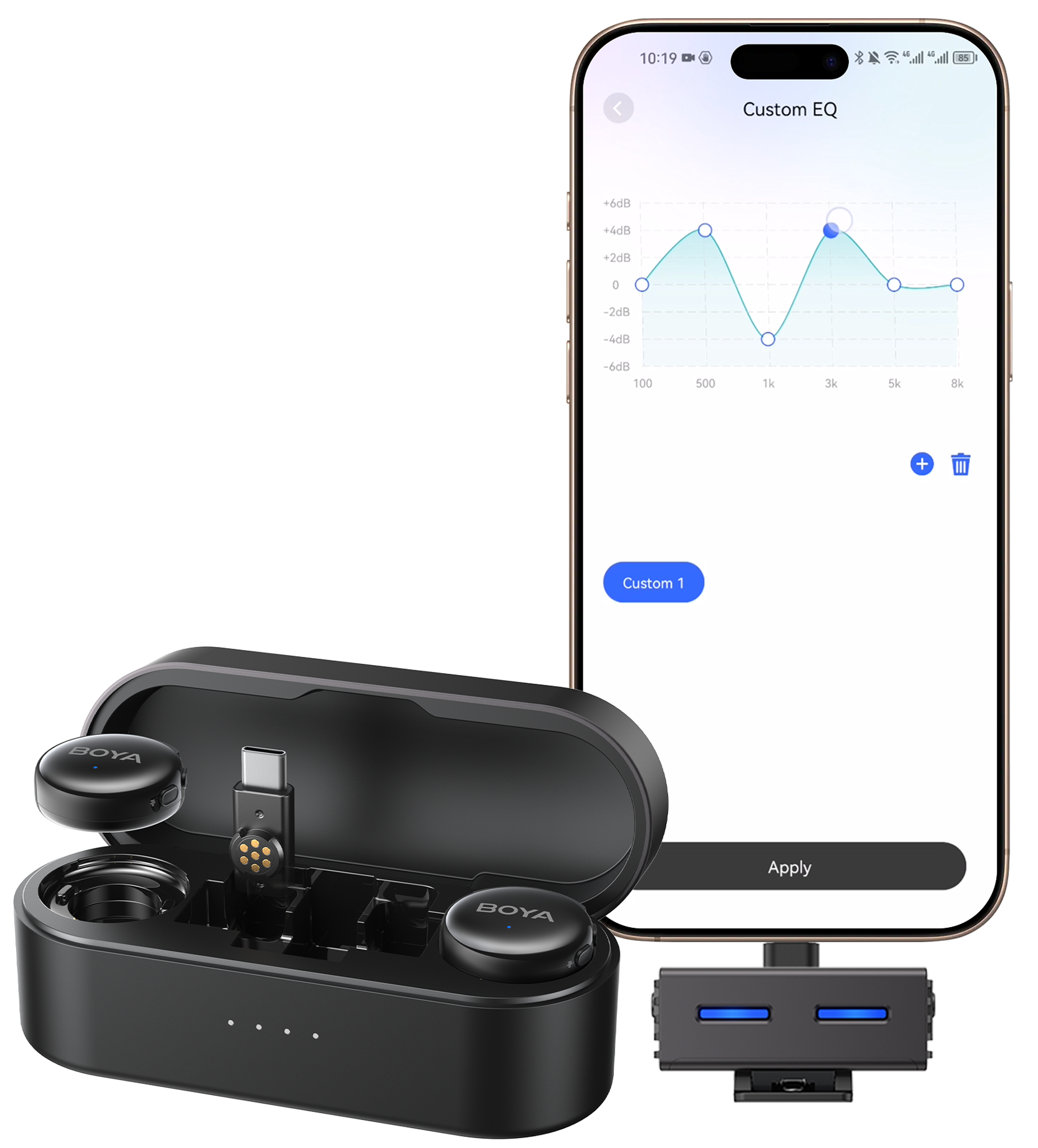 Sistem de microfoane wireless BOYA BOYALINK 3-01 cu lightning+USB-C +3.5mm TRS plug
