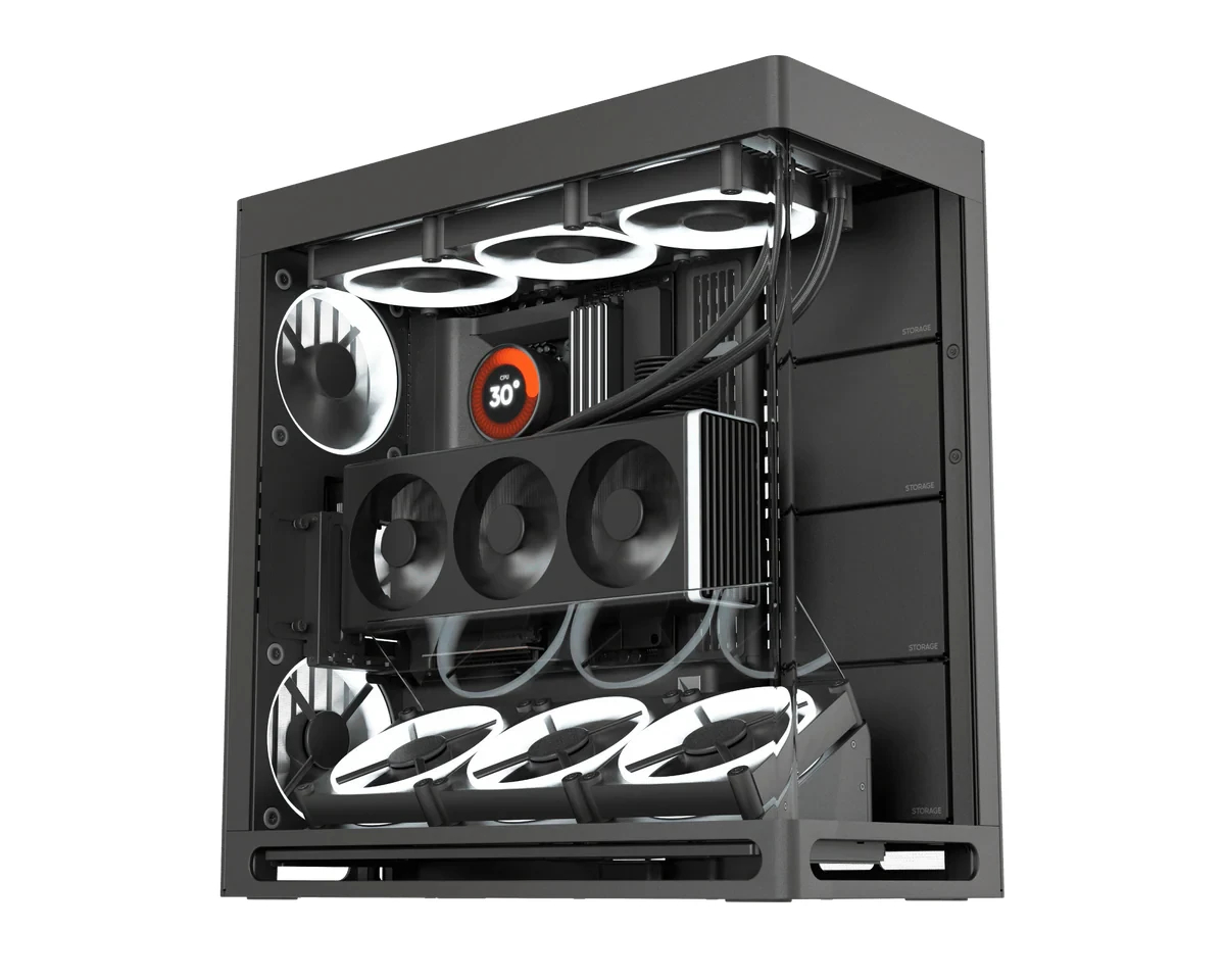 Кутия HAVN HS 420 VGPU Edition Black Case E-ATX, PCIe Gen 5 riser included