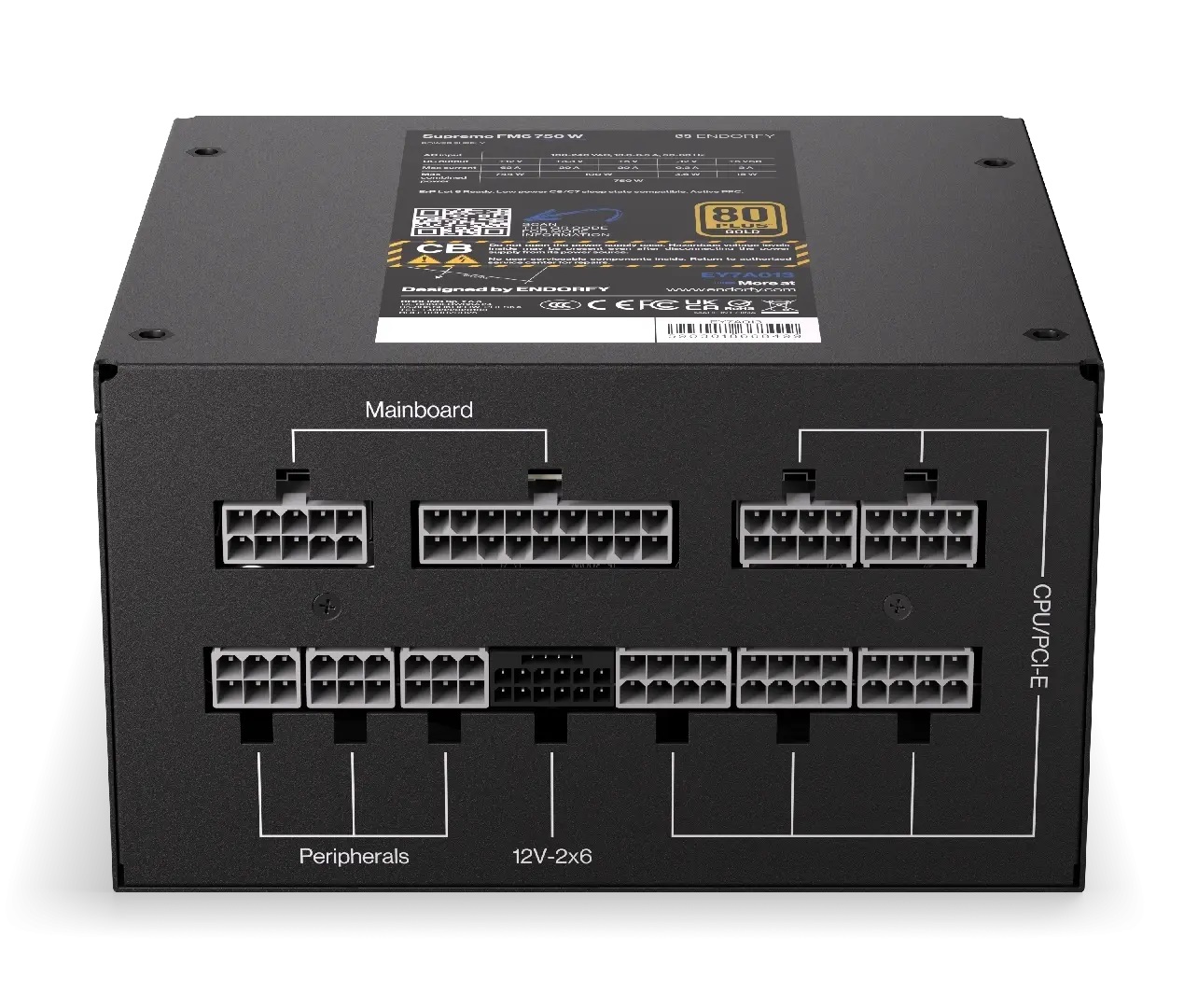 Захранване Endorfy Supremo FM6 750W 80+ Gold, PCIe 5.1, Fully Modular - EY7A013