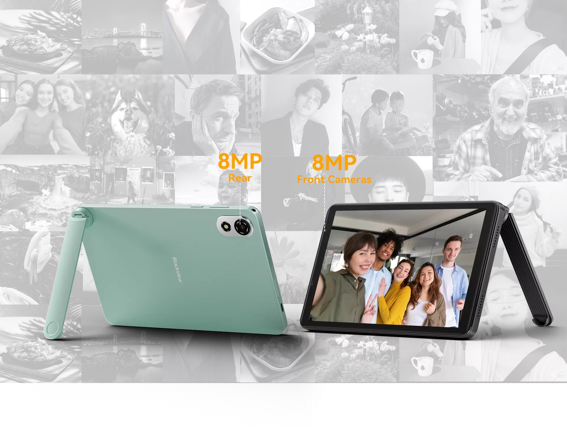 Таблет Blackview ZENO 1 8" HD 90Hz, T615 Octa-core, 6GB/256GB, 8MP/8MP, 6000mAh, Android 15, Black/Orange