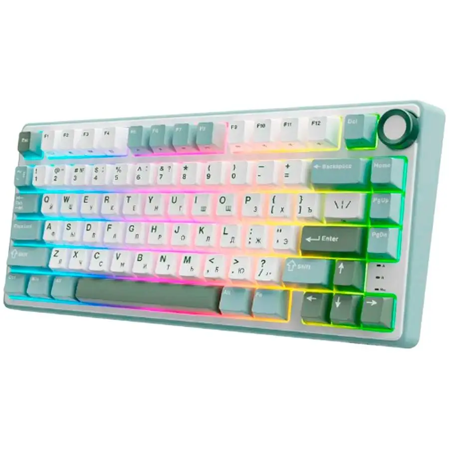 Геймърска клавиатура ROYAL KLUDGE R75 Sky Cyan Gaming Keyboard K silver switch