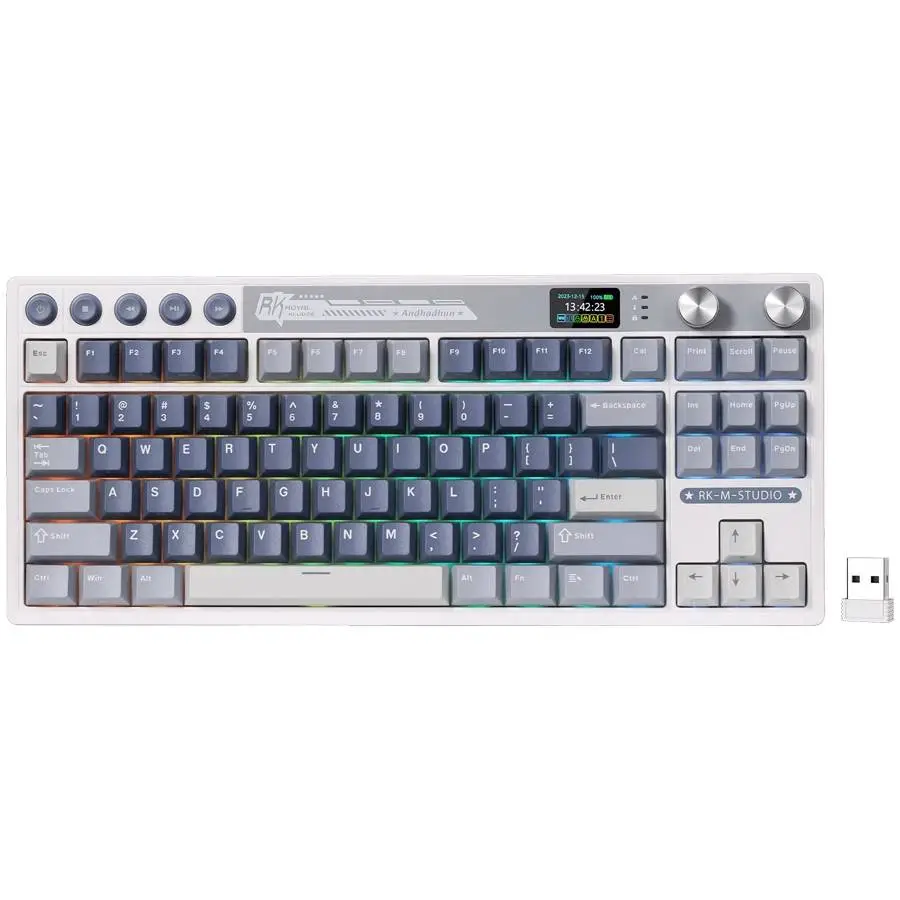 Tastatură de gaming ROYAL KLUDGE RK M87 Ocean Blue Gaming Keyboard Cream switch