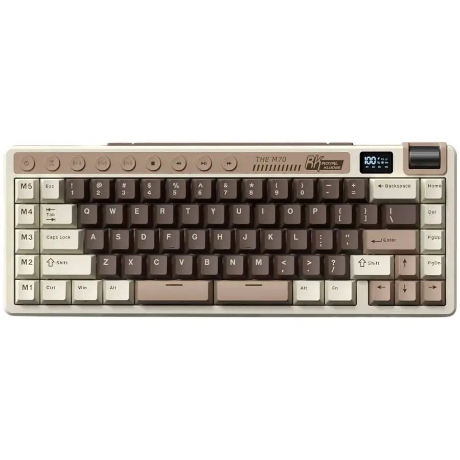 Геймърска клавиатура ROYAL KLUDGE RK M70 Mocha Grey Gaming Keyboard Cream switch