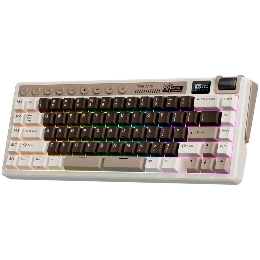 Геймърска клавиатура ROYAL KLUDGE RK M70 Mocha Grey Gaming Keyboard Cream switch