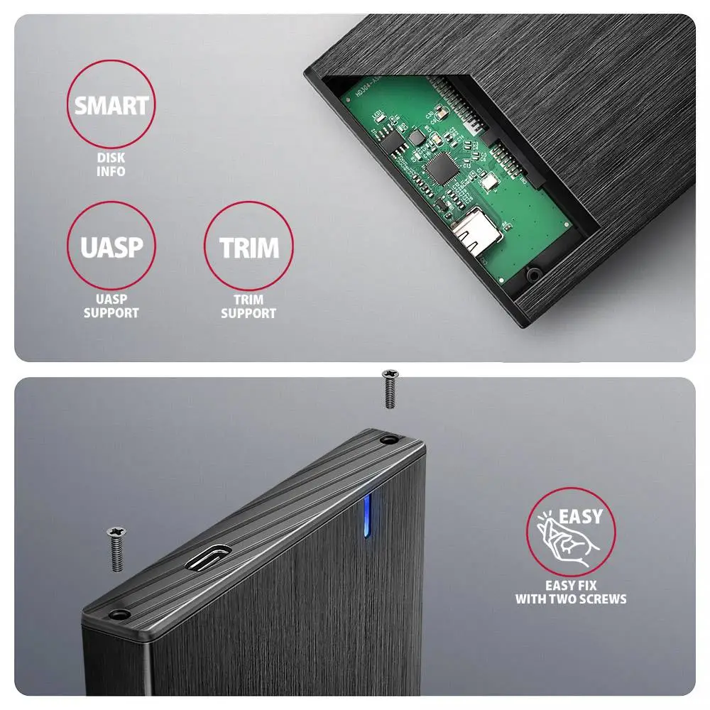 Външна кутия AXAGON EE25-XA6C USB-C 5Gbps ALINE box