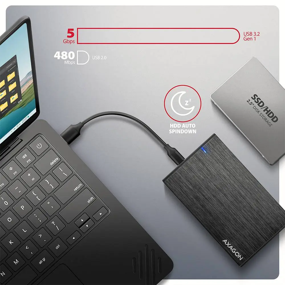Външна кутия AXAGON EE25-XA6C USB-C 5Gbps ALINE box