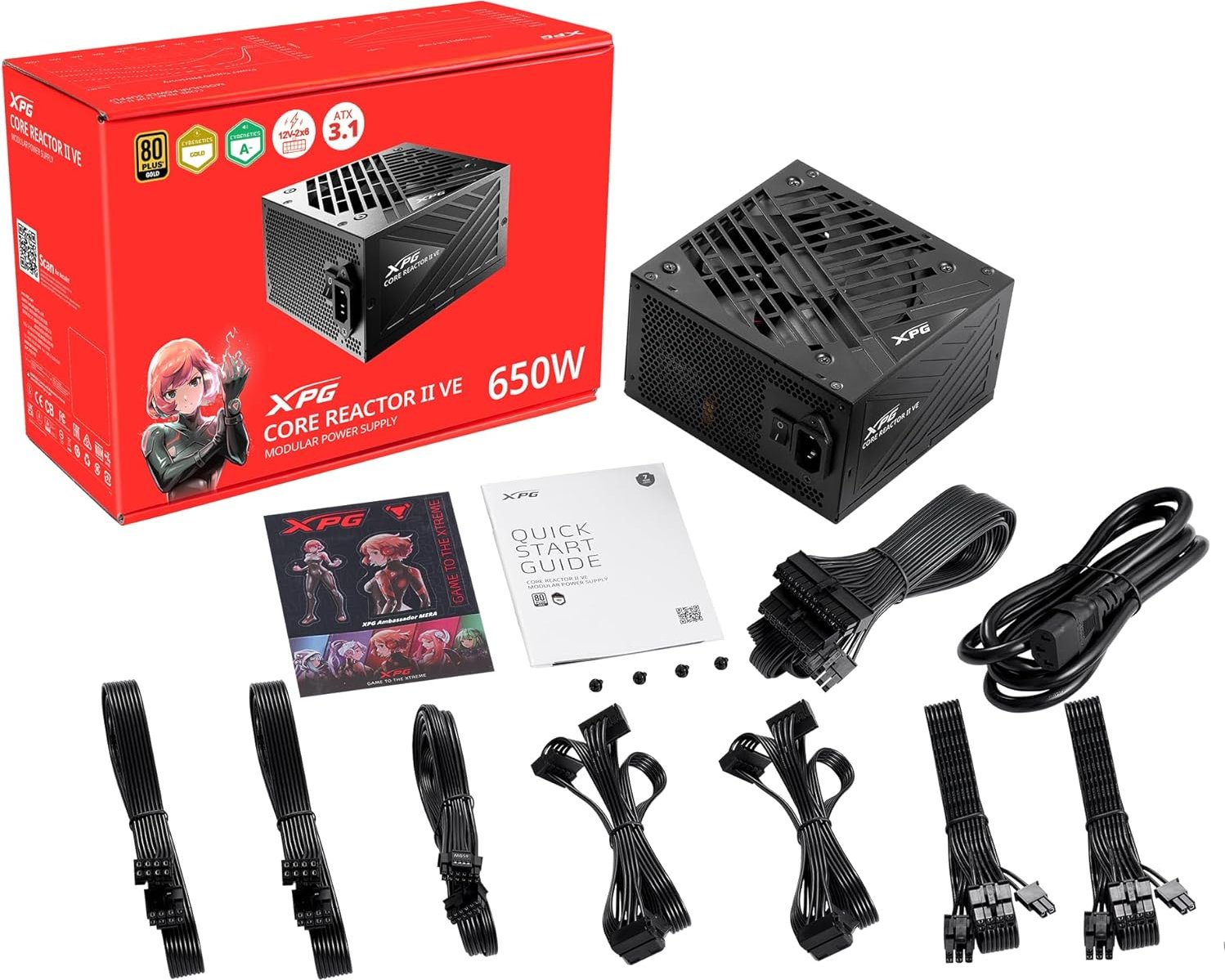 Fuente de alimentación ADATA XPG CORE REACTOR II VE 650G (650W) 80 Plus Gold PSU ATX 3.1 PCIe 5.1