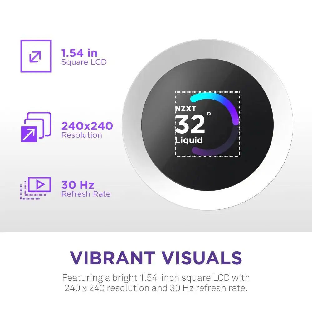 Водно охлаждане за процесор NZXT Kraken Plus 240 RGB LCD Display - White