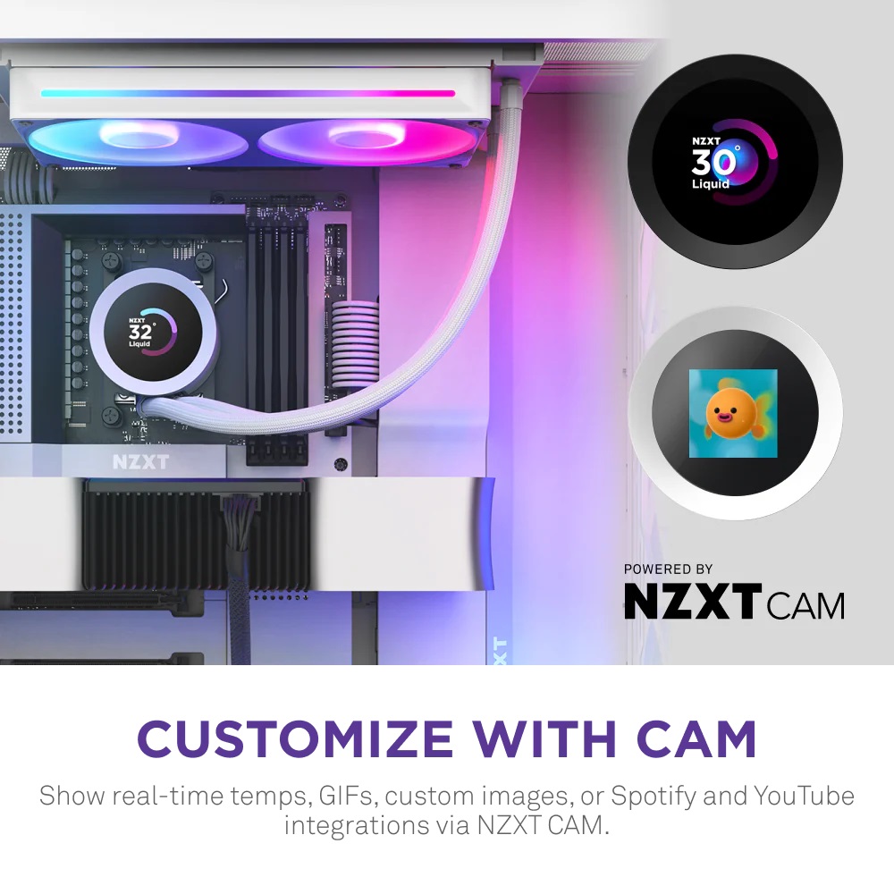 Водно охлаждане за процесор NZXT Kraken Plus 360 RGB LCD Display - White
