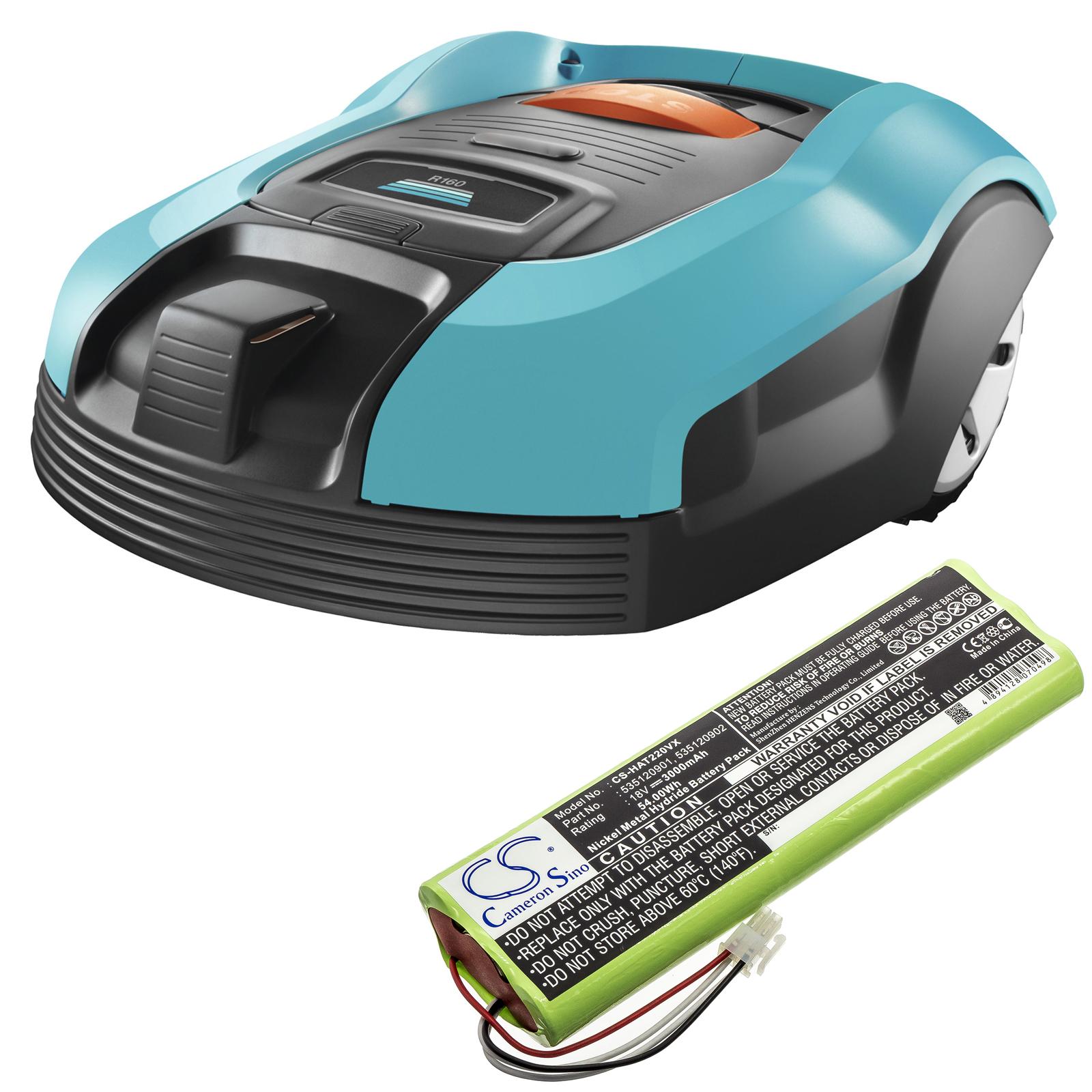 Batterie Cameron Sino, Pour tondeuse robot GARDENA Robotic R160, HUSKVARNA Automover 260ACX, Automower 210C, 1128621-01 18V 3000mAh Cameron Sino
