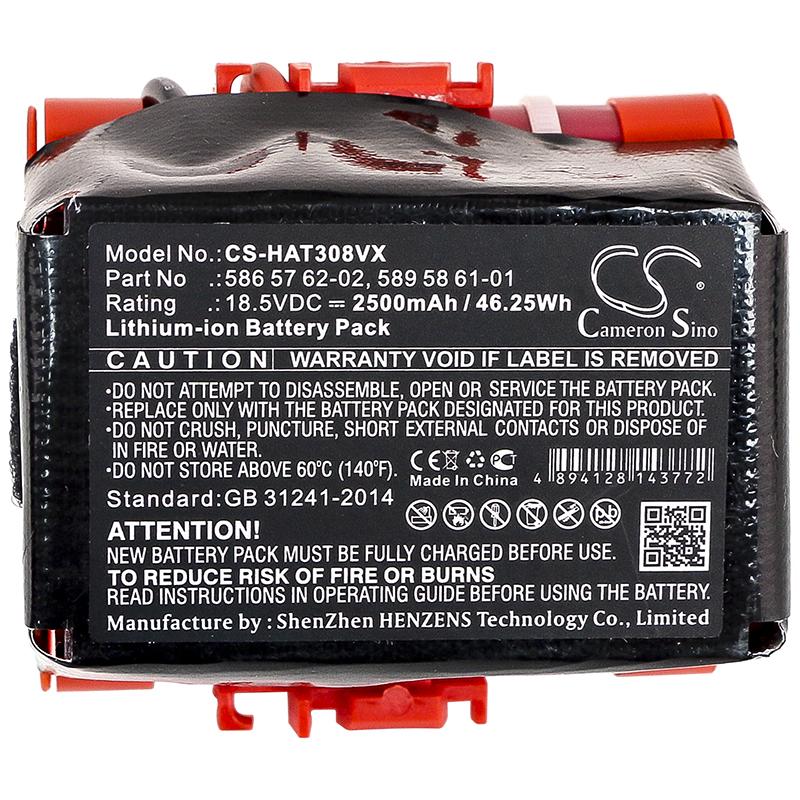 Batterie Cameron Sino, Pour tondeuse robot GARDENA McCulloch Rob R600, R40,R50,R80 HUSKVARNA Automower 105, 305,308 586 57 62-02 18,5V 2500mAh Cameron Sino