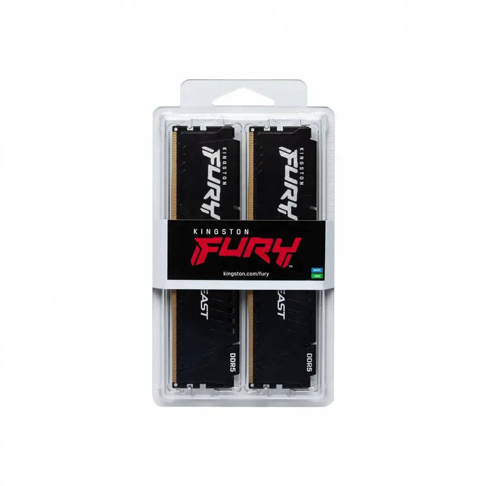 Памет Kingston FURY Beast Black 64GB (2x32GB) DDR5 6400MHz 32CL - KF564C32BBEK2-64