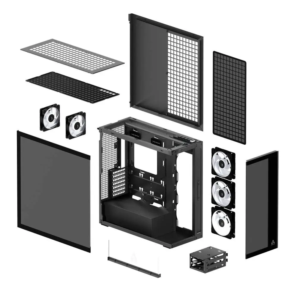 Кутия Arctic Xtender Black Mid-Tower ATX Case 5 x A-RGB Fans PCIe Gen 4 - ACPCC00015A