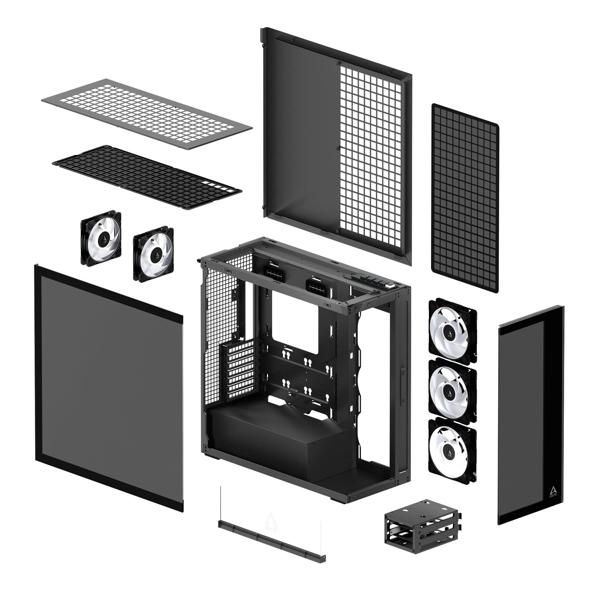 Кутия Arctic Xtender Black Mid-Tower ATX Case 5 x A-RGB Fans PCIe Gen 4 - ACPCC00015A