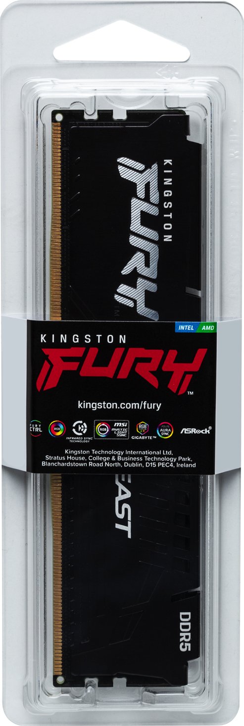 Памет Kingston FURY Beast Black 32GB (1x32GB) DDR5 6000MHz CL30 - KF560C30BBE-32
