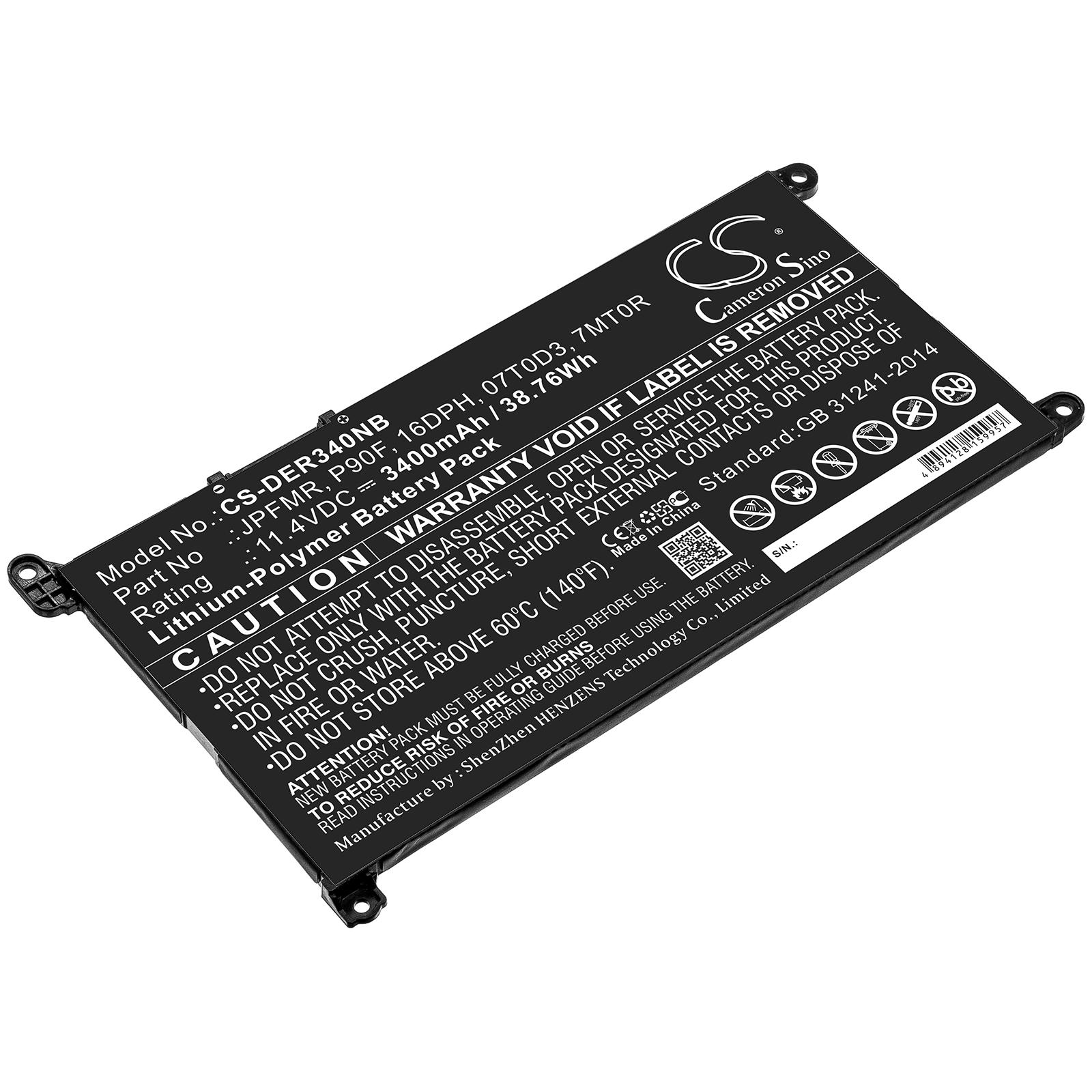 Батарея для ноутбука Dell Inspiron13MF Pro-D1508TS, Inspiron 14 5485, Vostro 15 5581, 01VX1H 11,4V 3400mAh CAMERON SINO