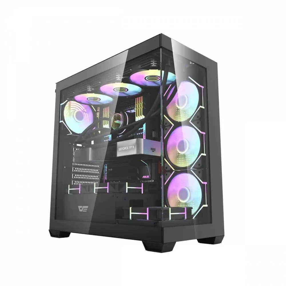 Кутия Darkflash DS900 Black 7 x 120 mm A-RGB, USB-C, ATX Case